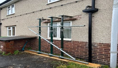 Lintels being replaced outside of a building