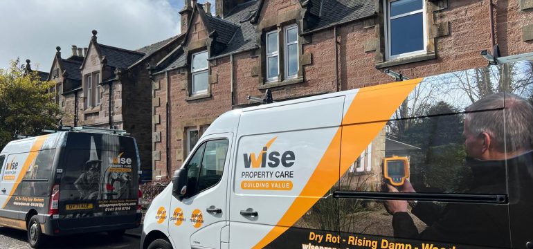 Wise vans opposite customers house